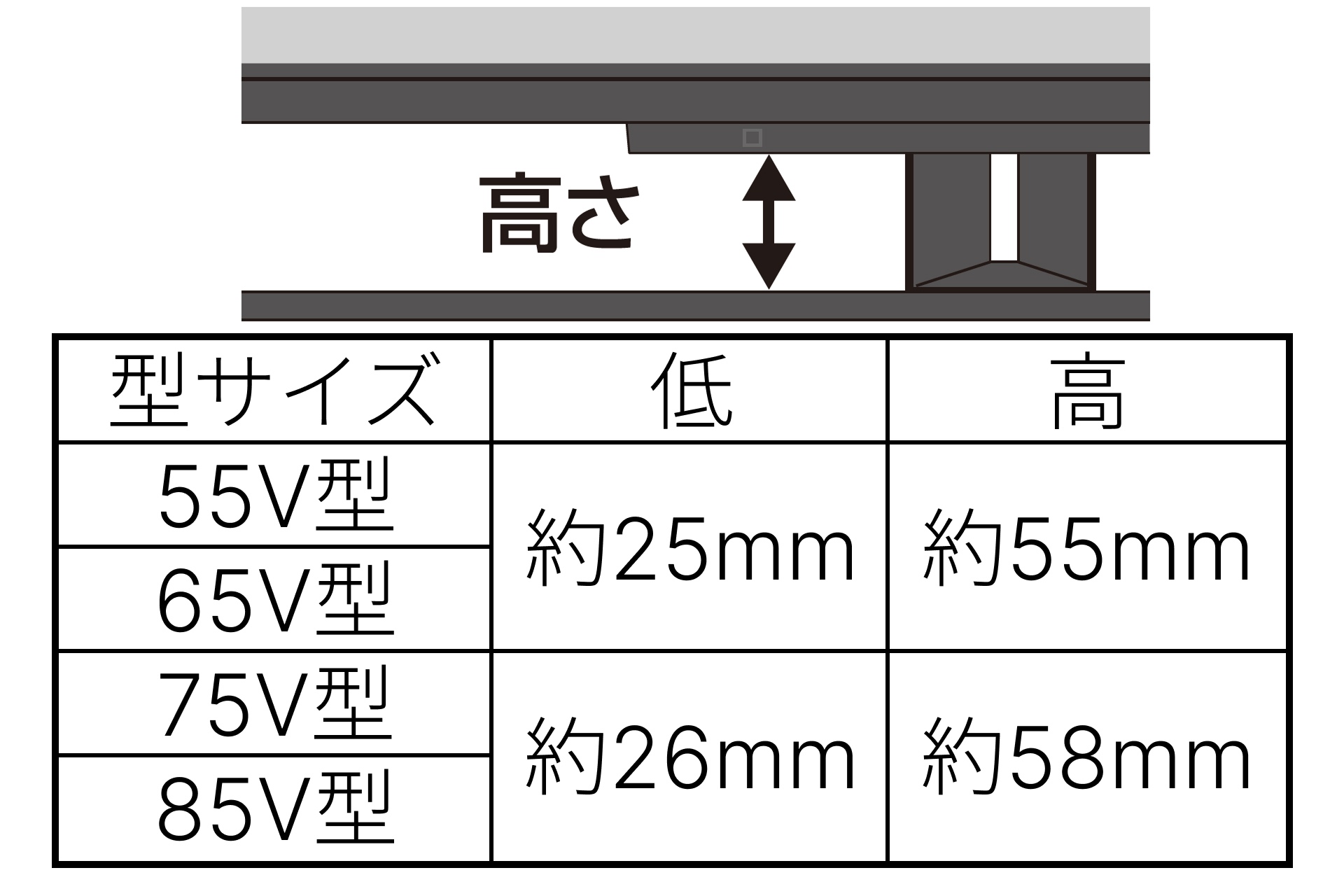 テレビスタンド高さサイズ_レグザ