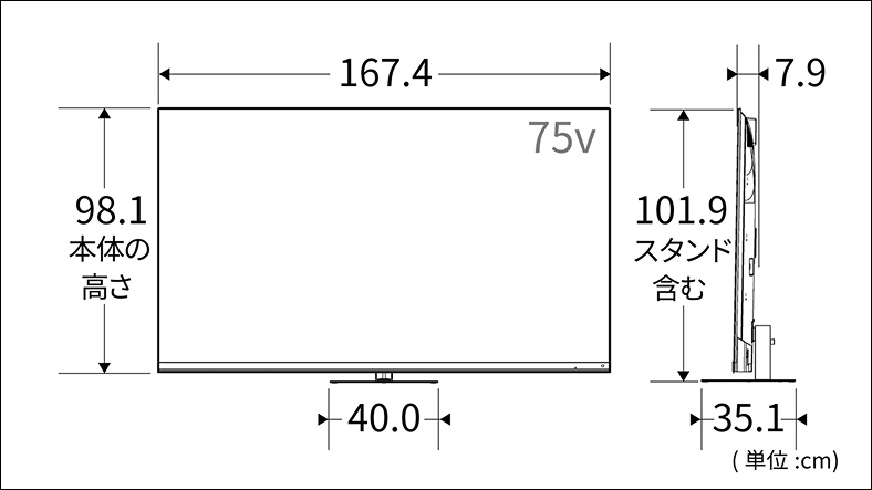 正面図_側面図_レグザ
