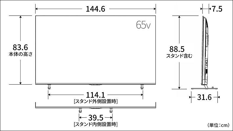 正面図_側面図_レグザ